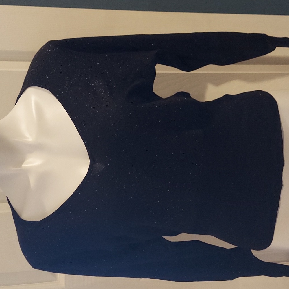 Nine & Co black shimmer long sleeve knit top Small